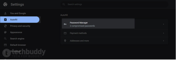 pilih autofill dan password manager
