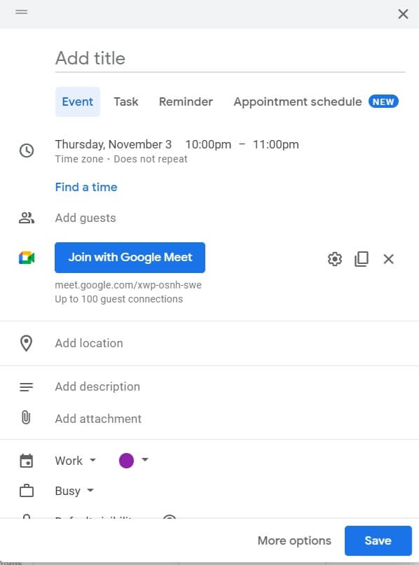 join Google Meet via Google Calendar