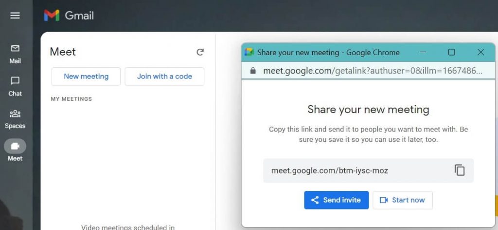membuat link Google Meet via Gmail