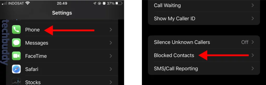 Blokir kontak di iPhone via Blocked Contacts - Langkah 1