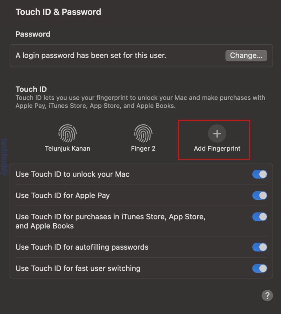 cara aktifkan touch id mac - langkah ketiga