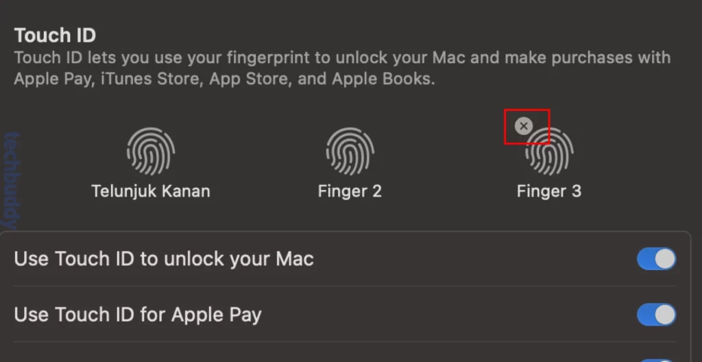 cara hapus sidik jari touch id mac